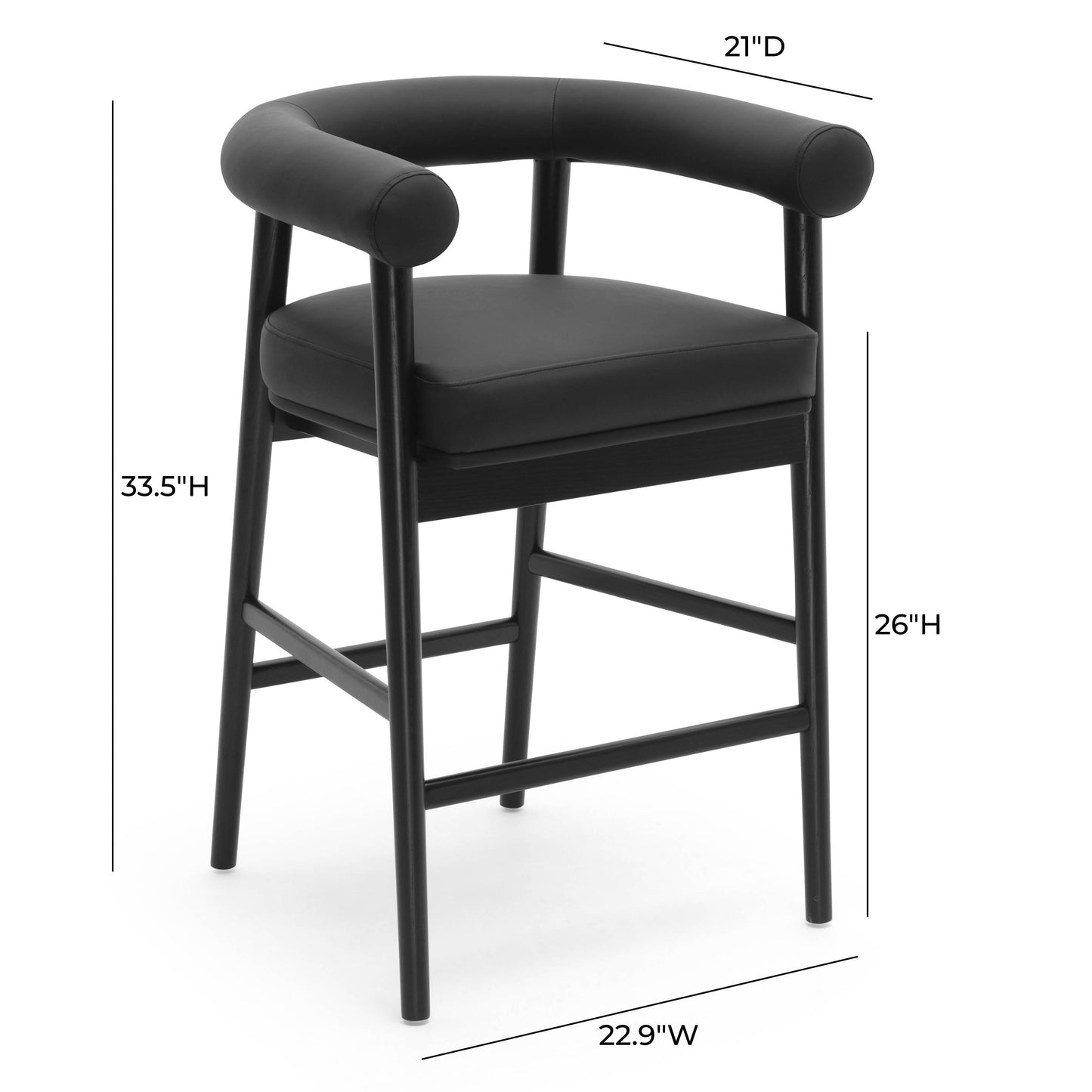 Spara Performance Vegan Leather Counter Stool - Black - Image 6