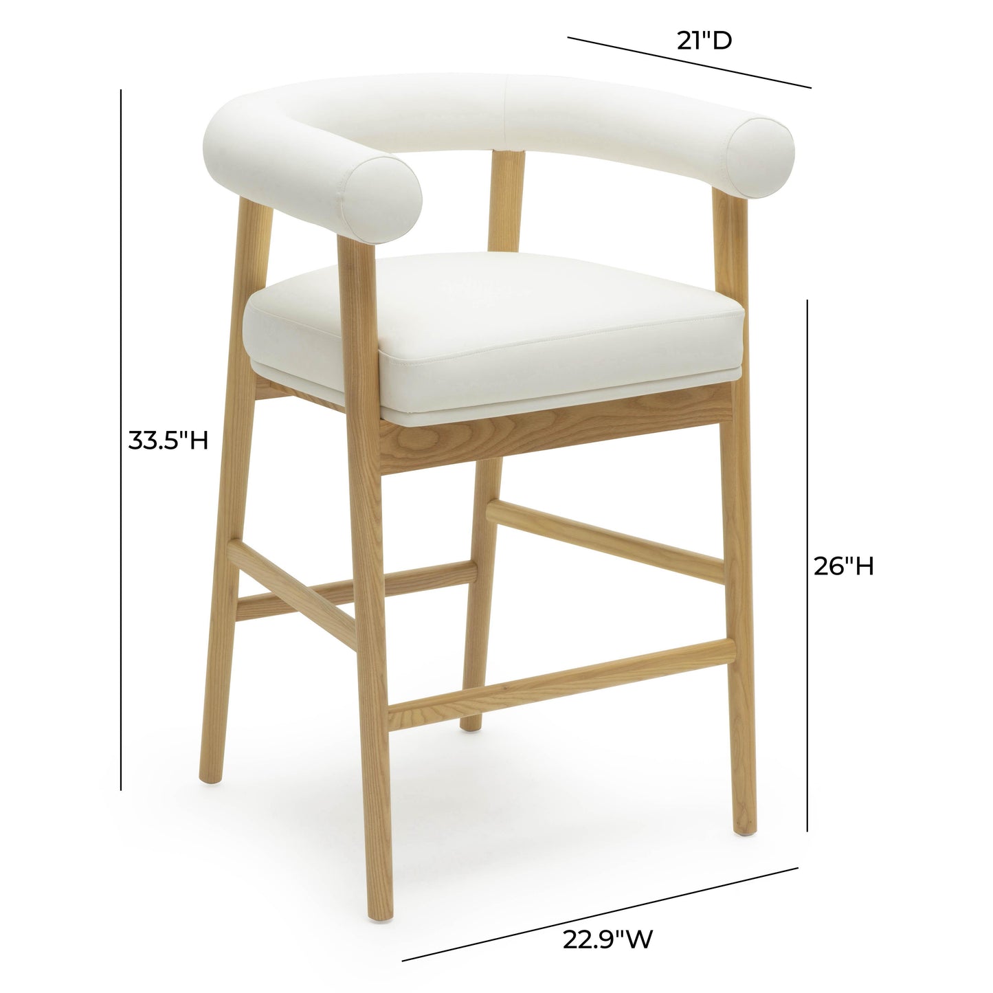 Spara Performance Vegan Leather Counter Stool - White - Image 6