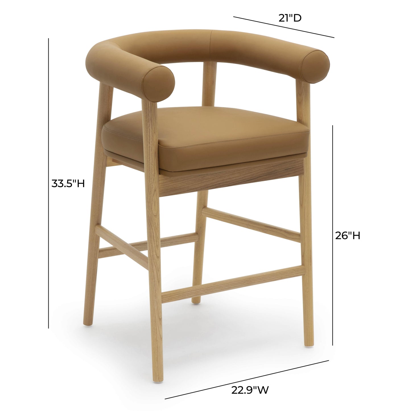 Spara Performance Vegan Leather Counter Stool - Cognac - Image 6