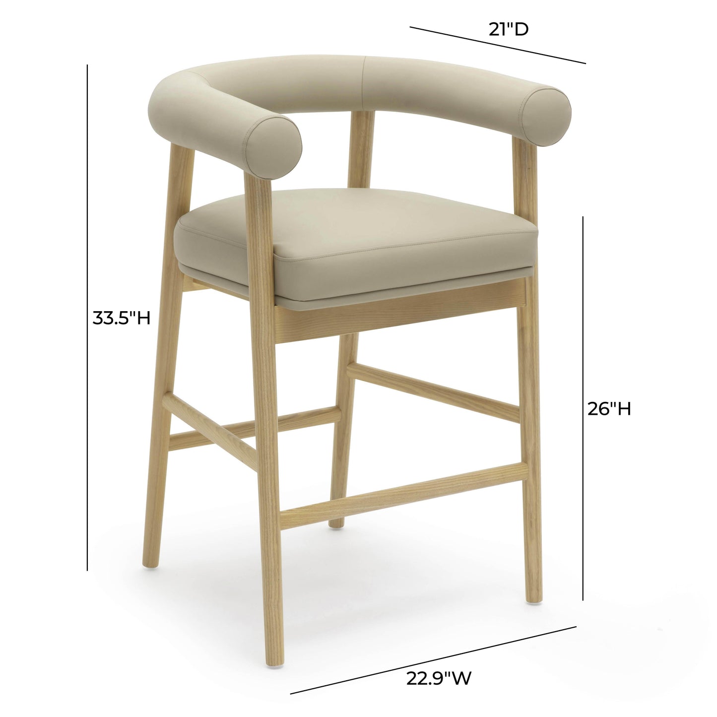 Spara Performance Vegan Leather Counter Stool - Taupe - Image 6