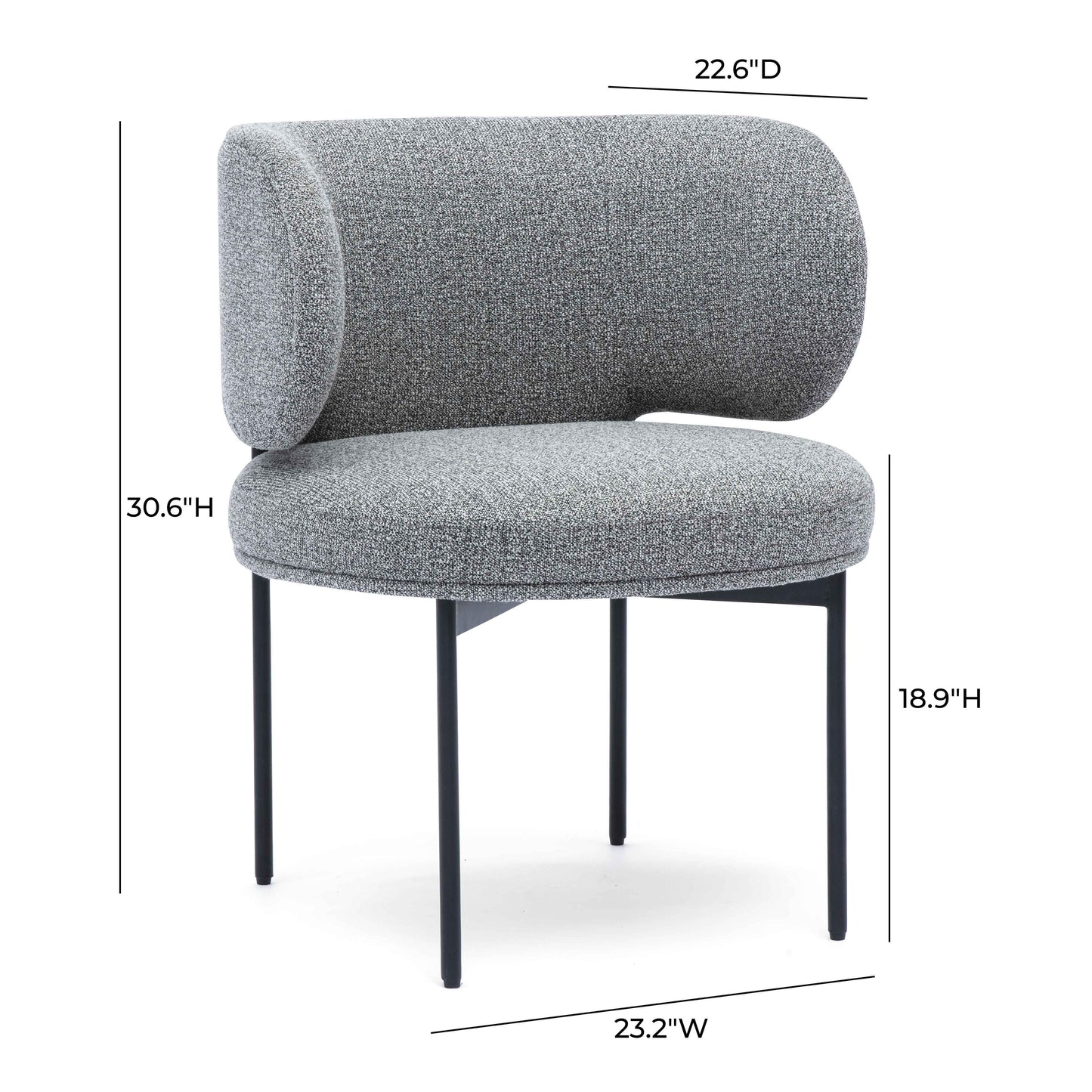 Maureen Speckled Grey Performance Boucle Dining Chair - Image 6