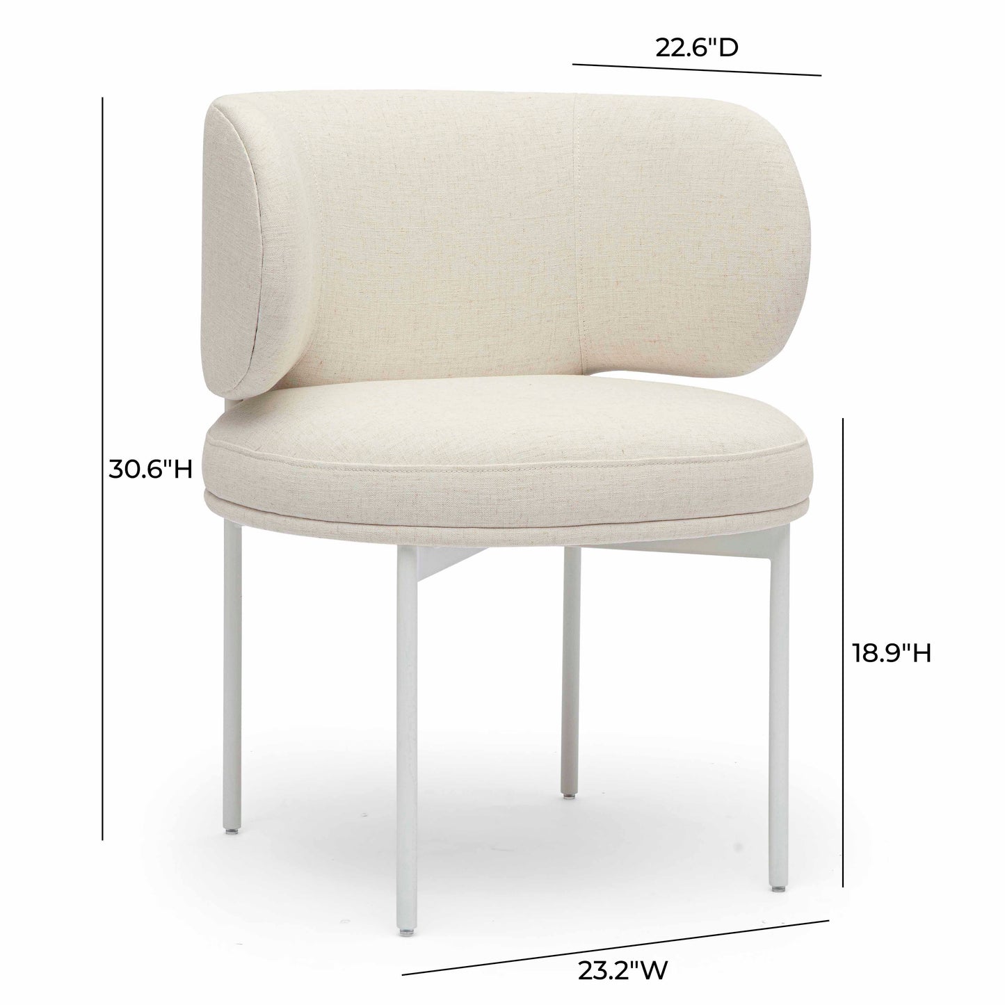 Maureen Cream Performance Upcycled Linen Dining Chair - Image 6