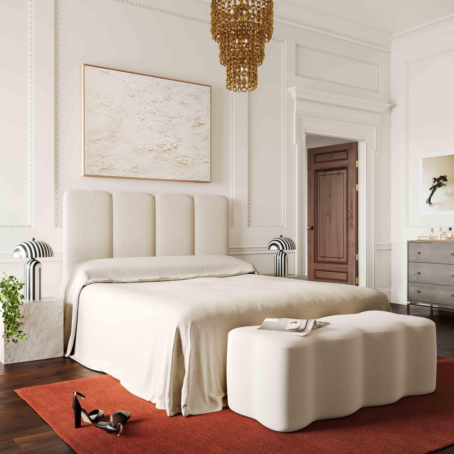 Maiori Striped Papier Mache Table Lamp - Black Stripes - Image 7