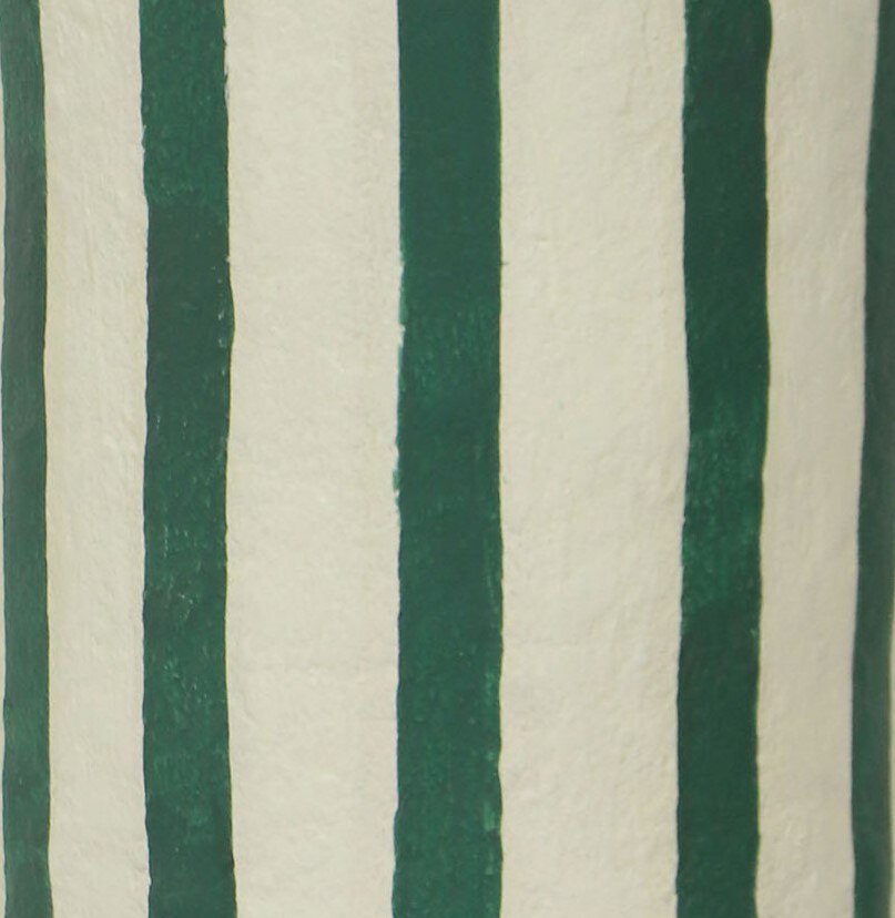 Maiori Striped Papier Mache Table Lamp - Green Stripes - Image 6