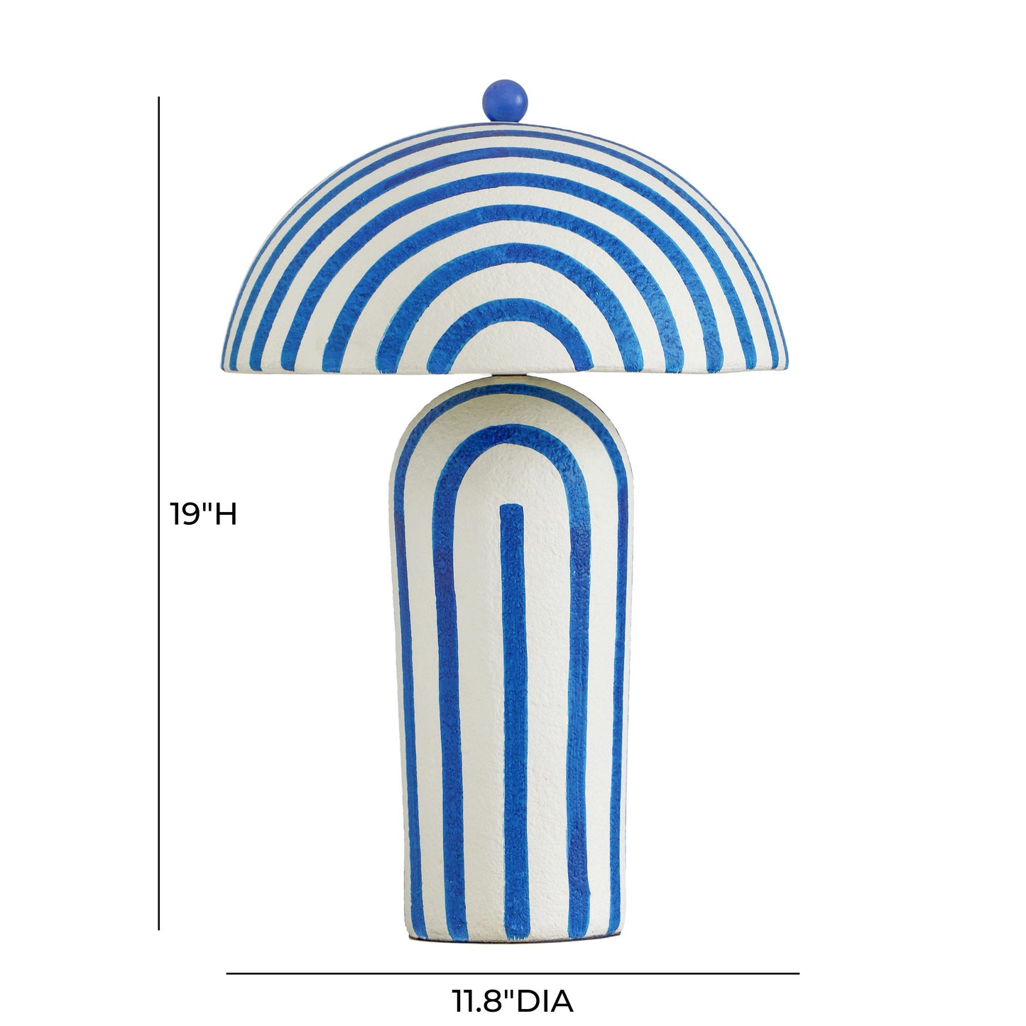 Maiori Striped Papier Mache Table Lamp - Blue Stripes - Image 5