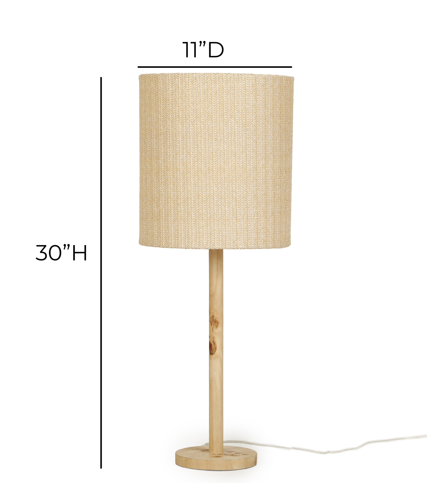 Lamia Natural Burl and Raffia Contract-Grade Table Lamp - Image 7