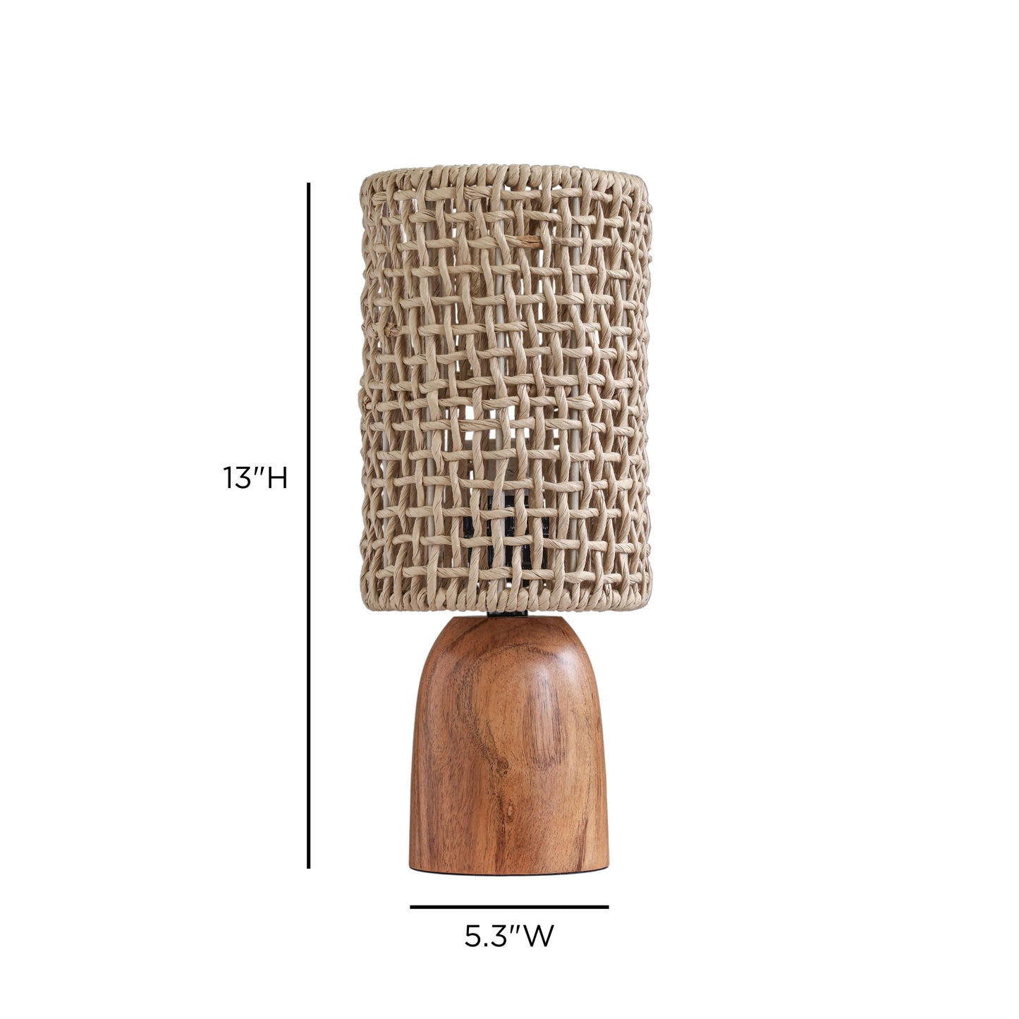 Kombu Natural Raffia and Wood Small Table Lamp - Image 6