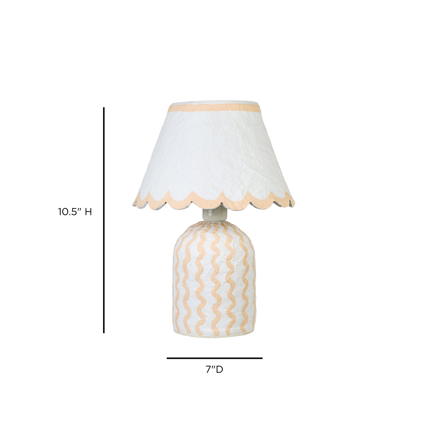 Blum Scalloped Cotton Mache Table Lamp - Peach - Image 6