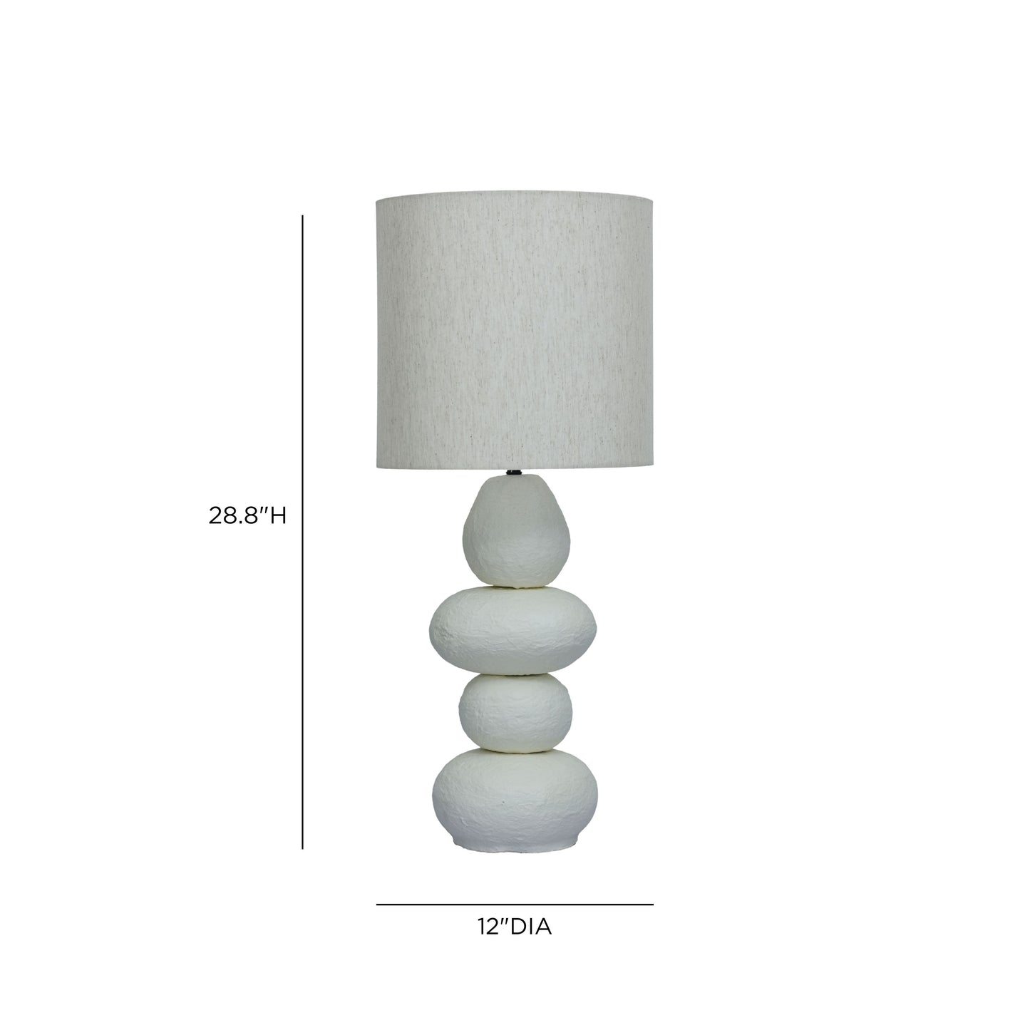 Pebble Cream Papier Mache Table Lamp - Image 5