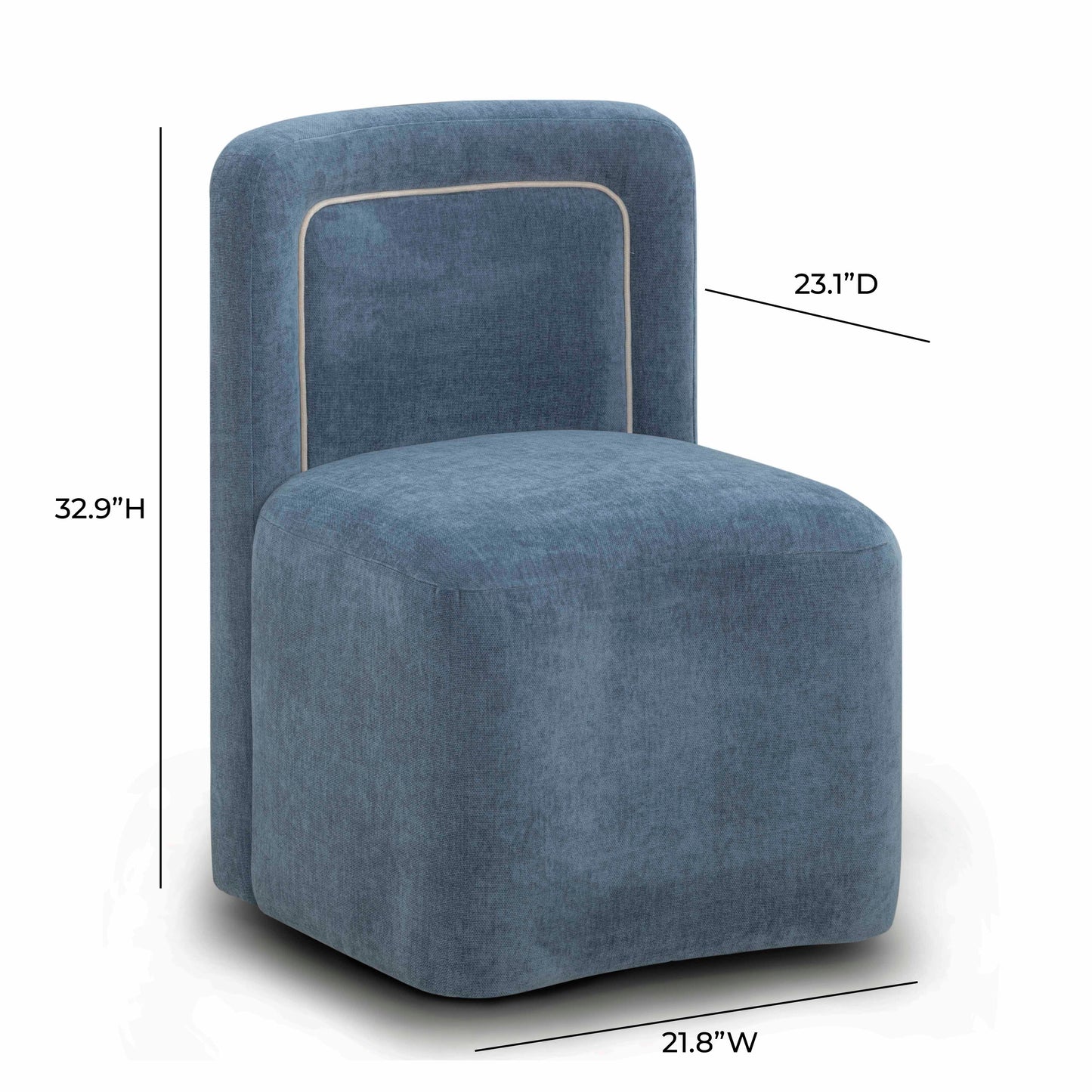 Dolce Performance Velvet Rolling Desk Chair - Blue - Image 7