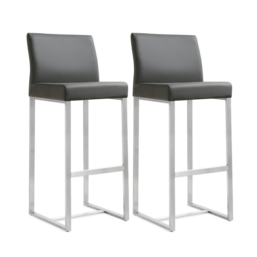 Denmark Performance Vegan Leather Stool with Silver Base - Set of