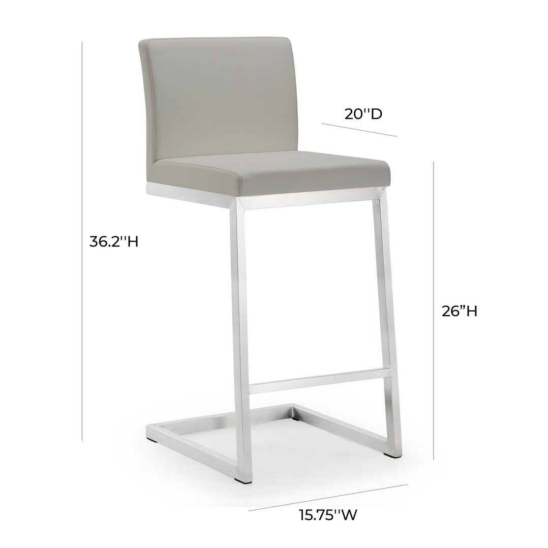 Parma Performance Vegan Leather Counter Stool - Set of 2 - Light Grey - Image 9