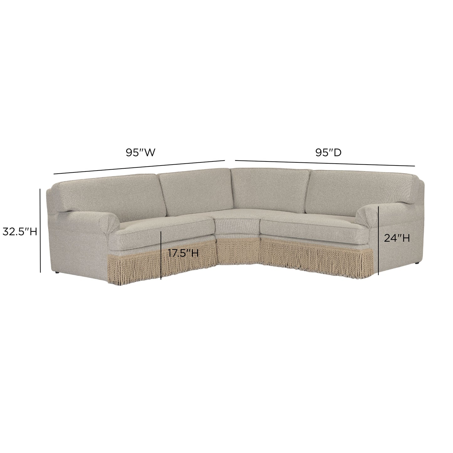 Yvette 3-Piece Warm Grey Performance Boucle L-Sectional - Image 7