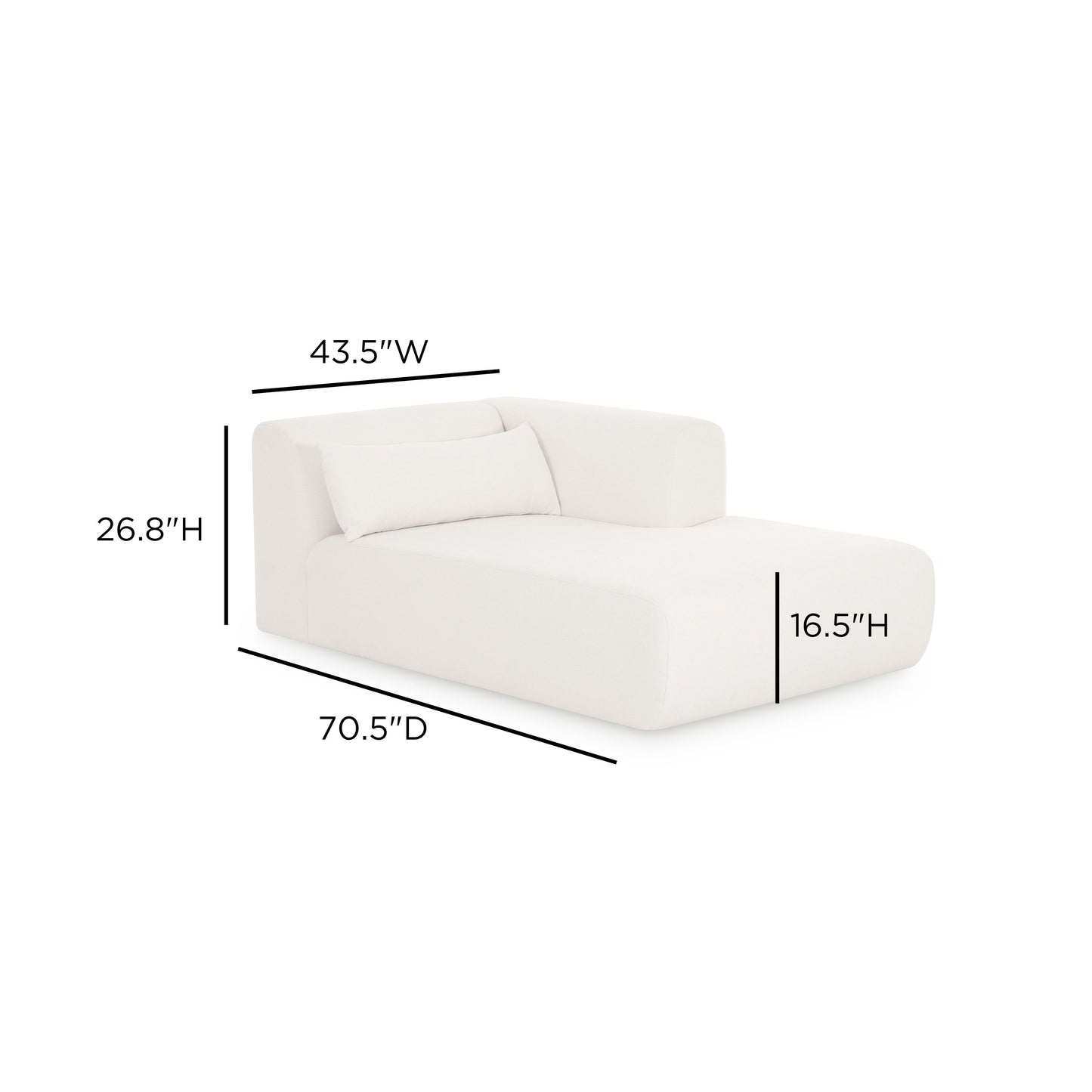 Tarra Cream Performance Chenille Modular Chaise - RAF - Image 6