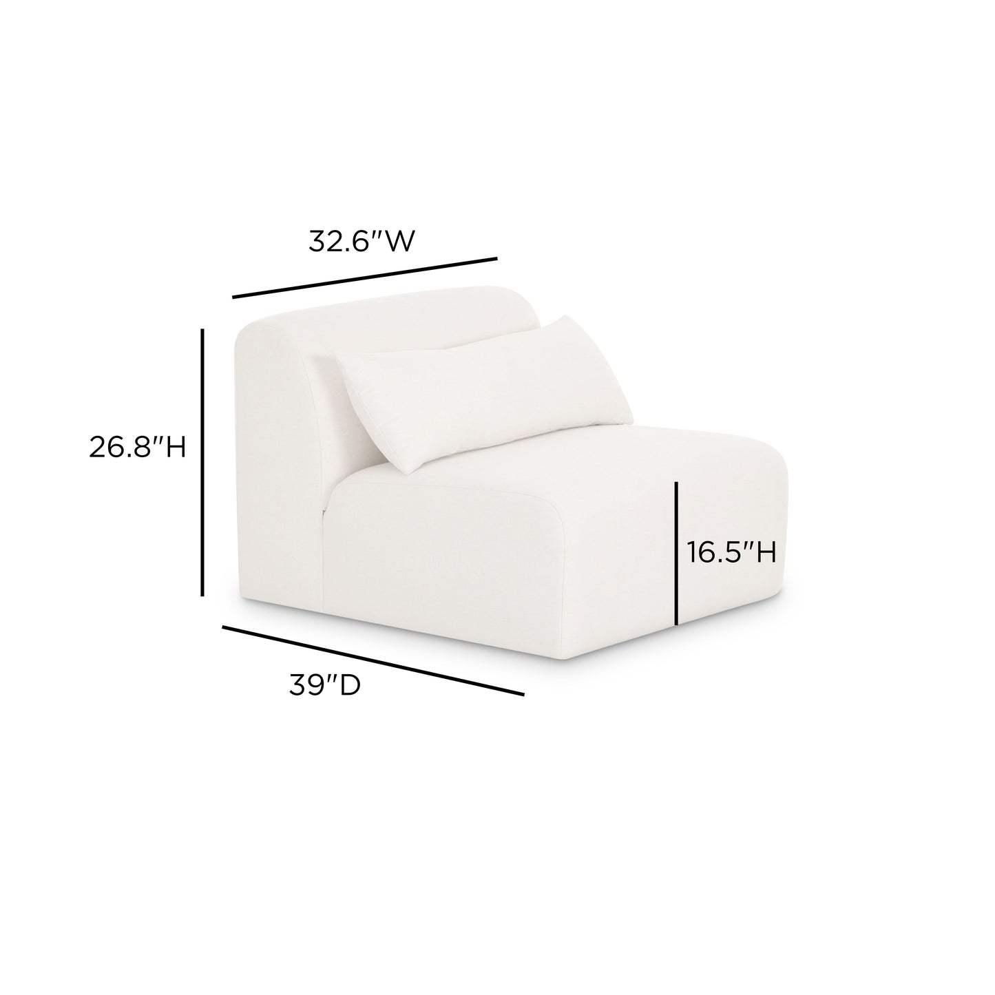 Tarra Cream Performance Chenille Modular Armless Chair - Image 6