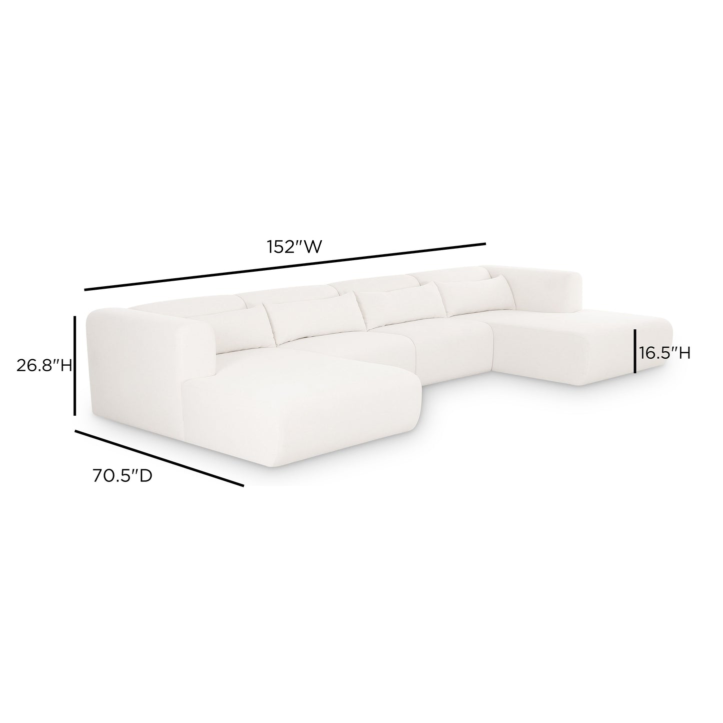 Tarra 4-Piece Cream Performance Chenille Modular U-Sectional - Image 6