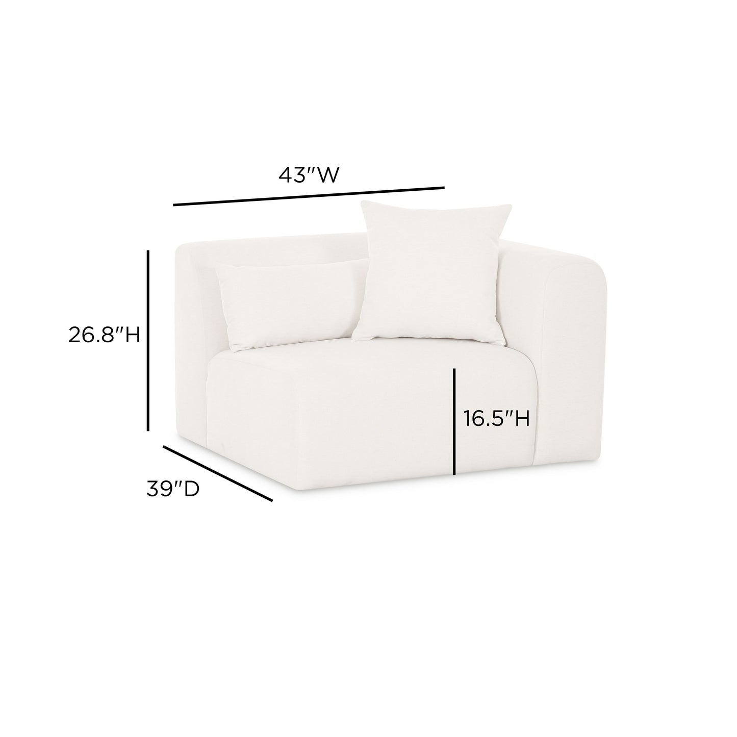 Tarra Cream Performance Chenille Modular Corner Chair - RAF - Image 5