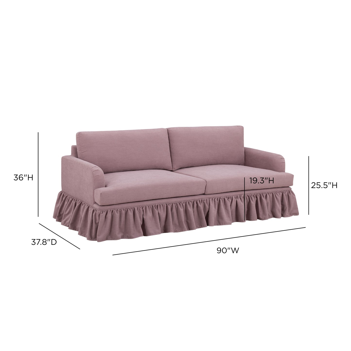 Gertrude Upcycled Performance Fabric Sofa - Mauve - Image 6