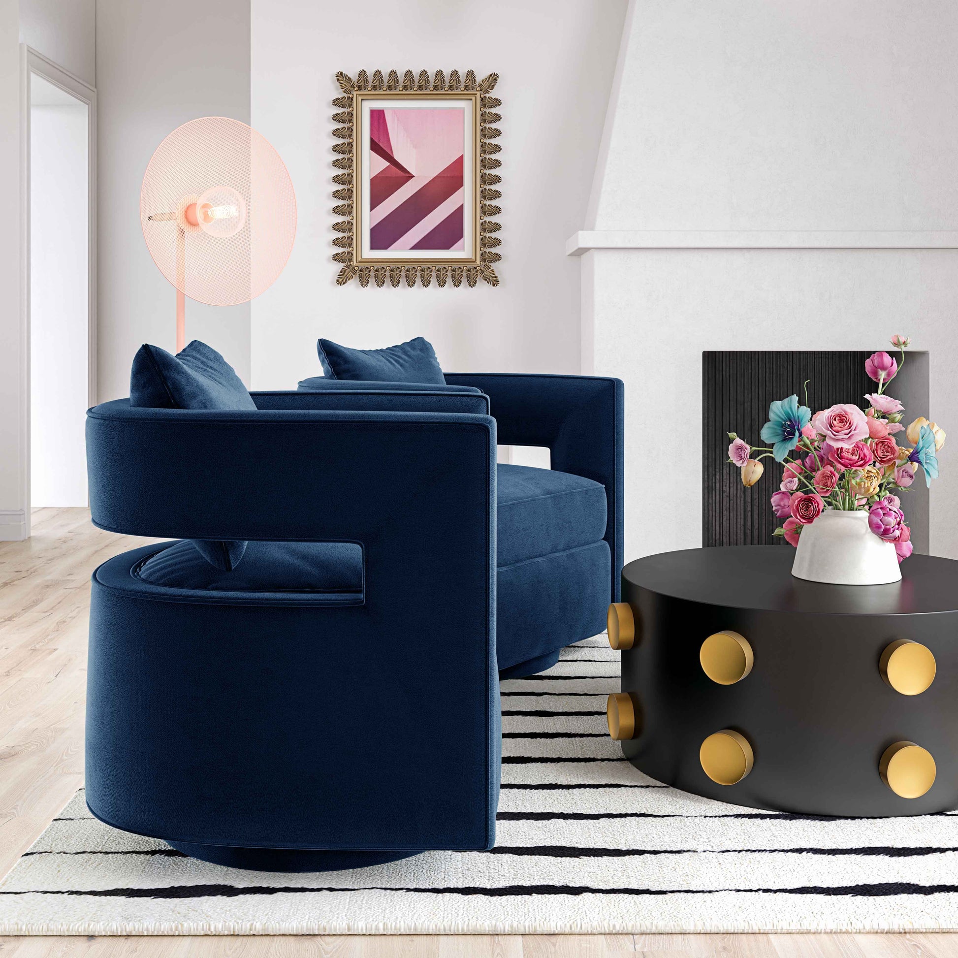 Kennedy Velvet Swivel Accent Chair