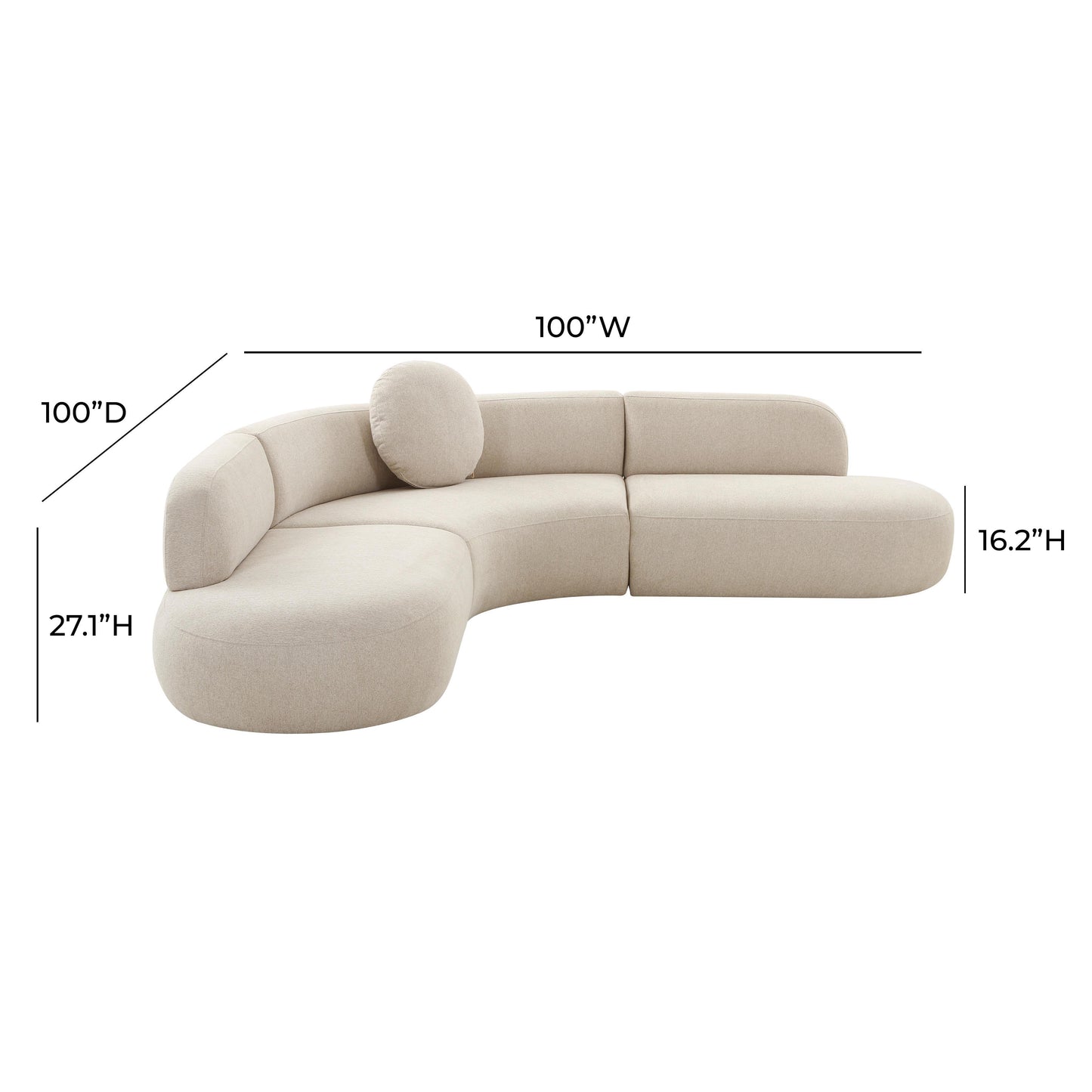 Broohah 3-Piece Performance Fabric L-Shaped Sectional - Beige - Image 6