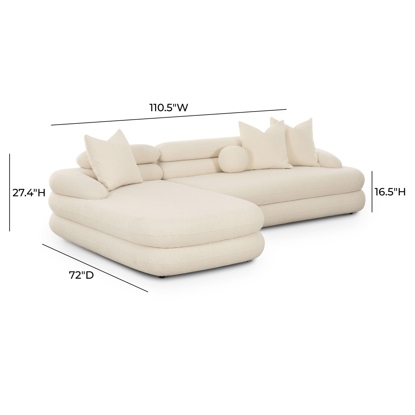Lulu 2-Piece Cream Performance Boucle L-Shaped Sectional - LAF - Image 6