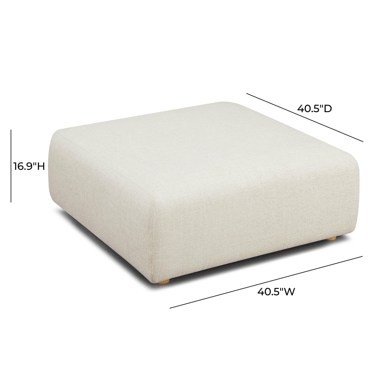 Hangover Contract-Grade Textured Fabric Ottoman - Cream - Image 5