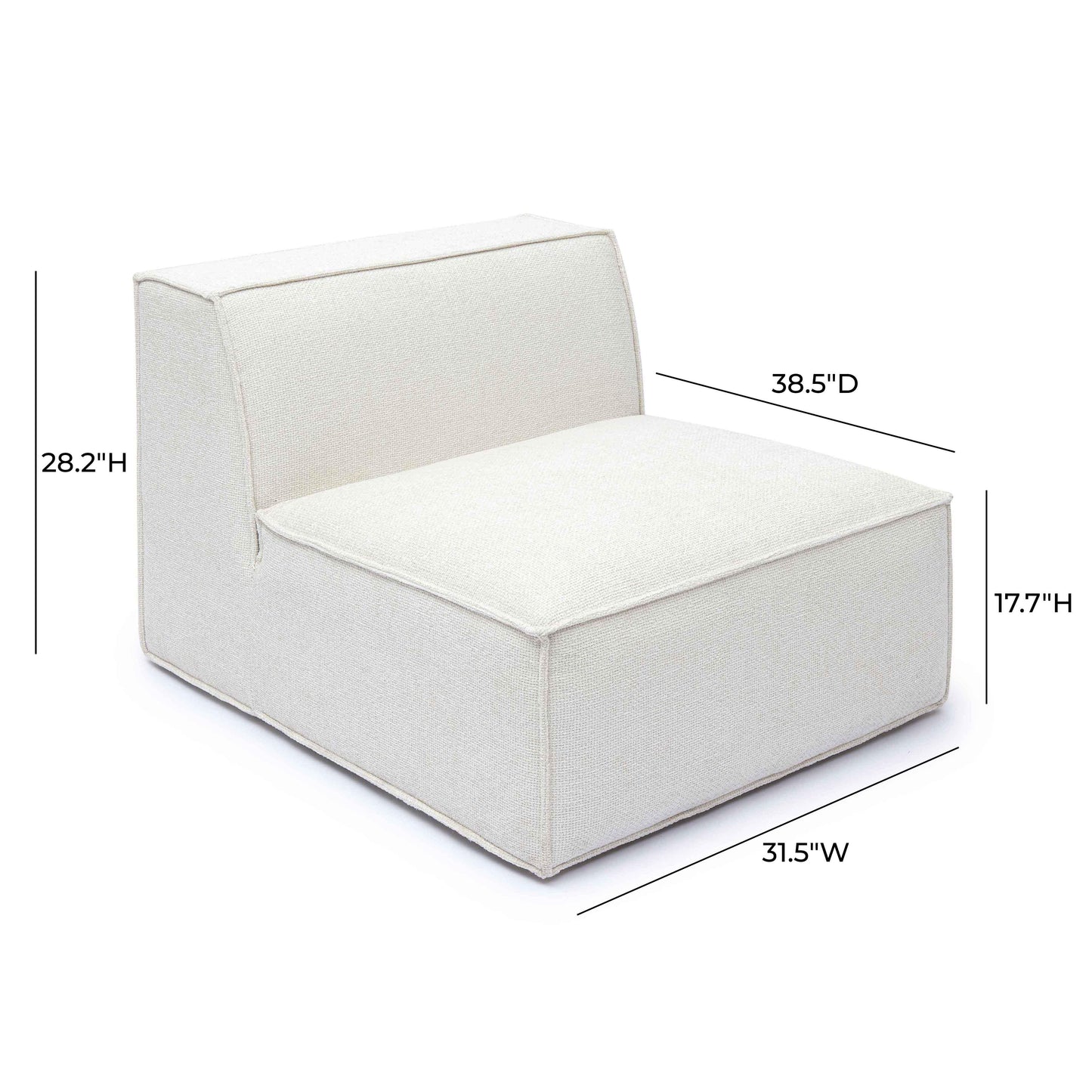Mindy Performance Chenille Basketweave Modular Armless Chair - Cream - Image 6