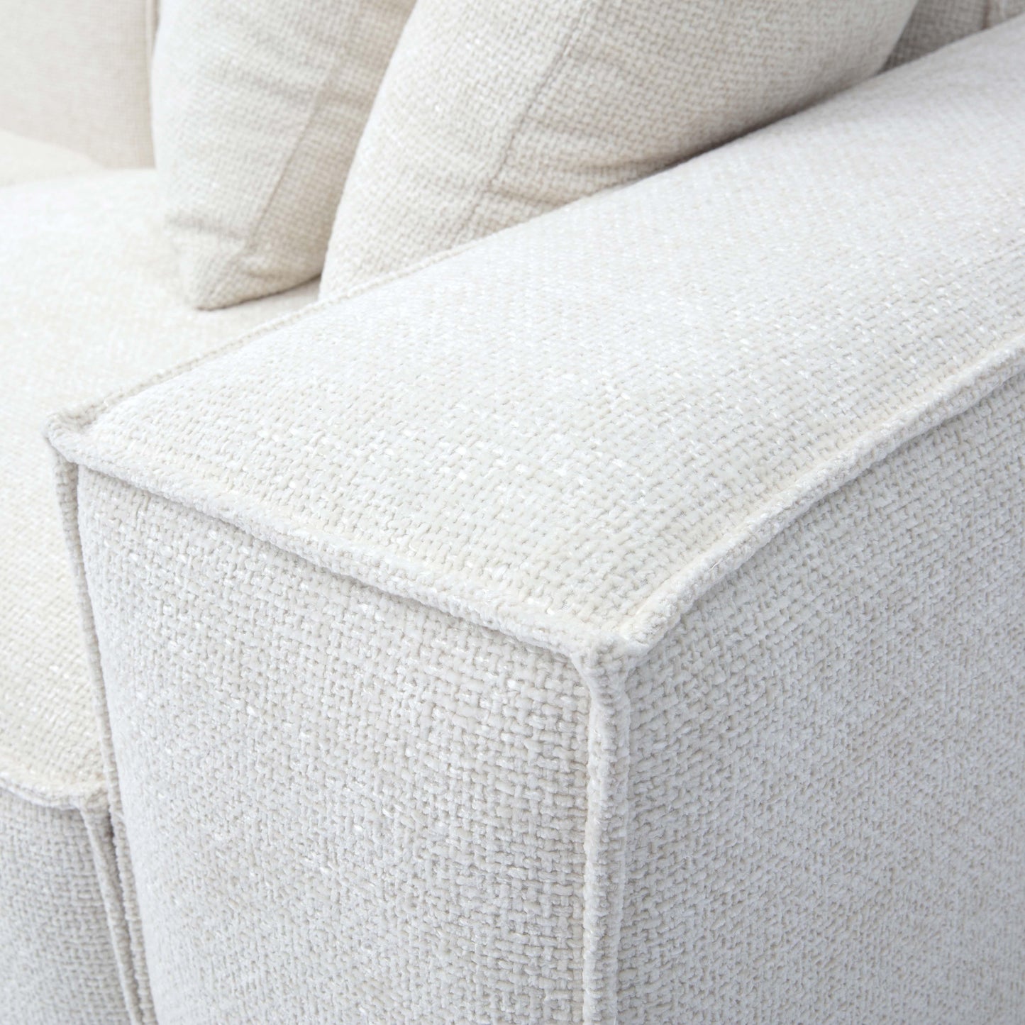 Mindy 4-Piece Performance Chenille Basketweave Modular Sectional - Cream - Image 6