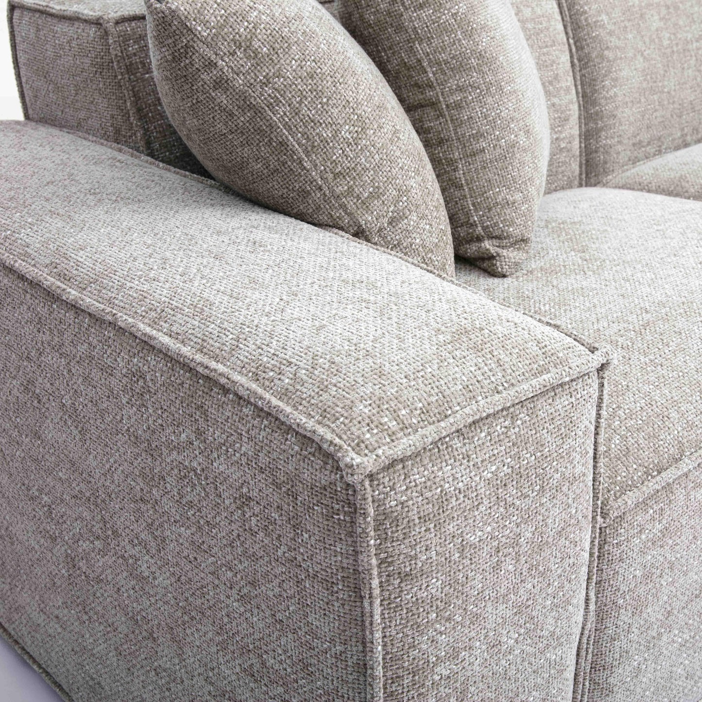 Mindy 4-Piece Performance Chenille Basketweave Modular Sectional - Taupe - Image 6