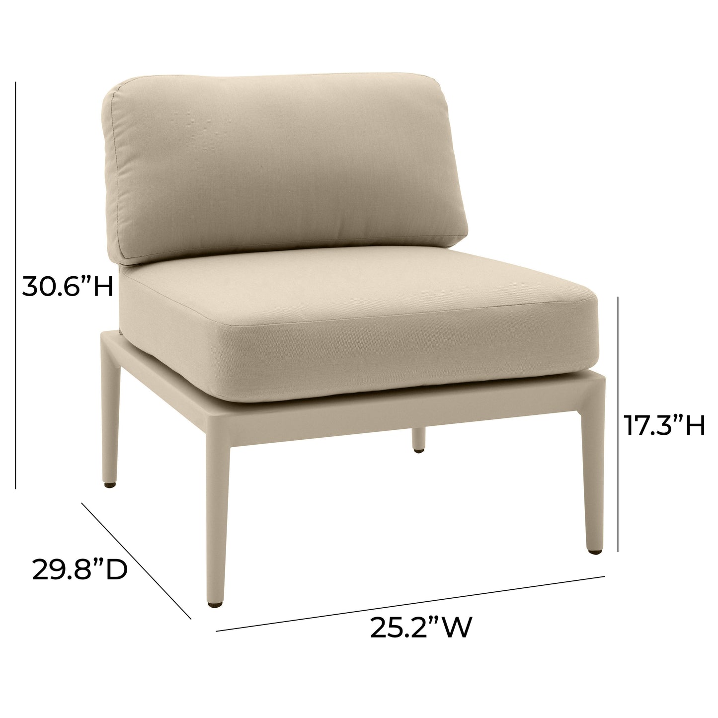 Kapri Modular Outdoor Armless Chair - Taupe - Image 7