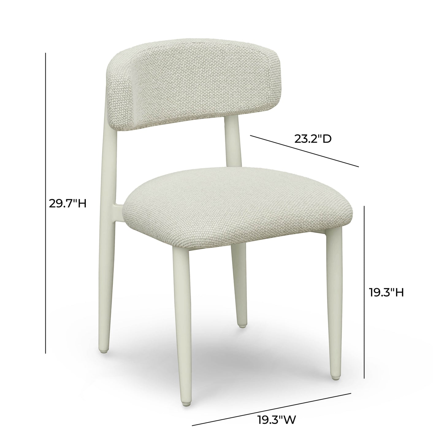 Annika Textured Contract-Grade Fabric Outdoor Dining Side Chair - Cream - Image 7