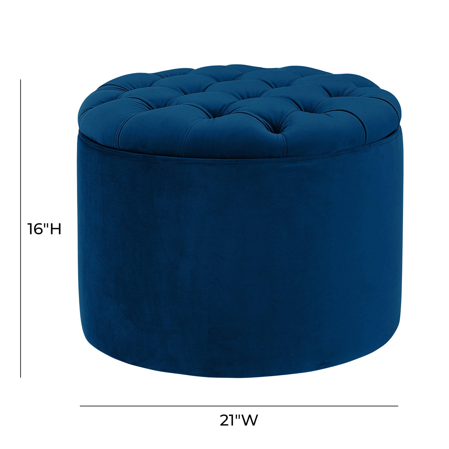 Queen Performance Velvet Round Storage Ottoman - Navy - Image 5