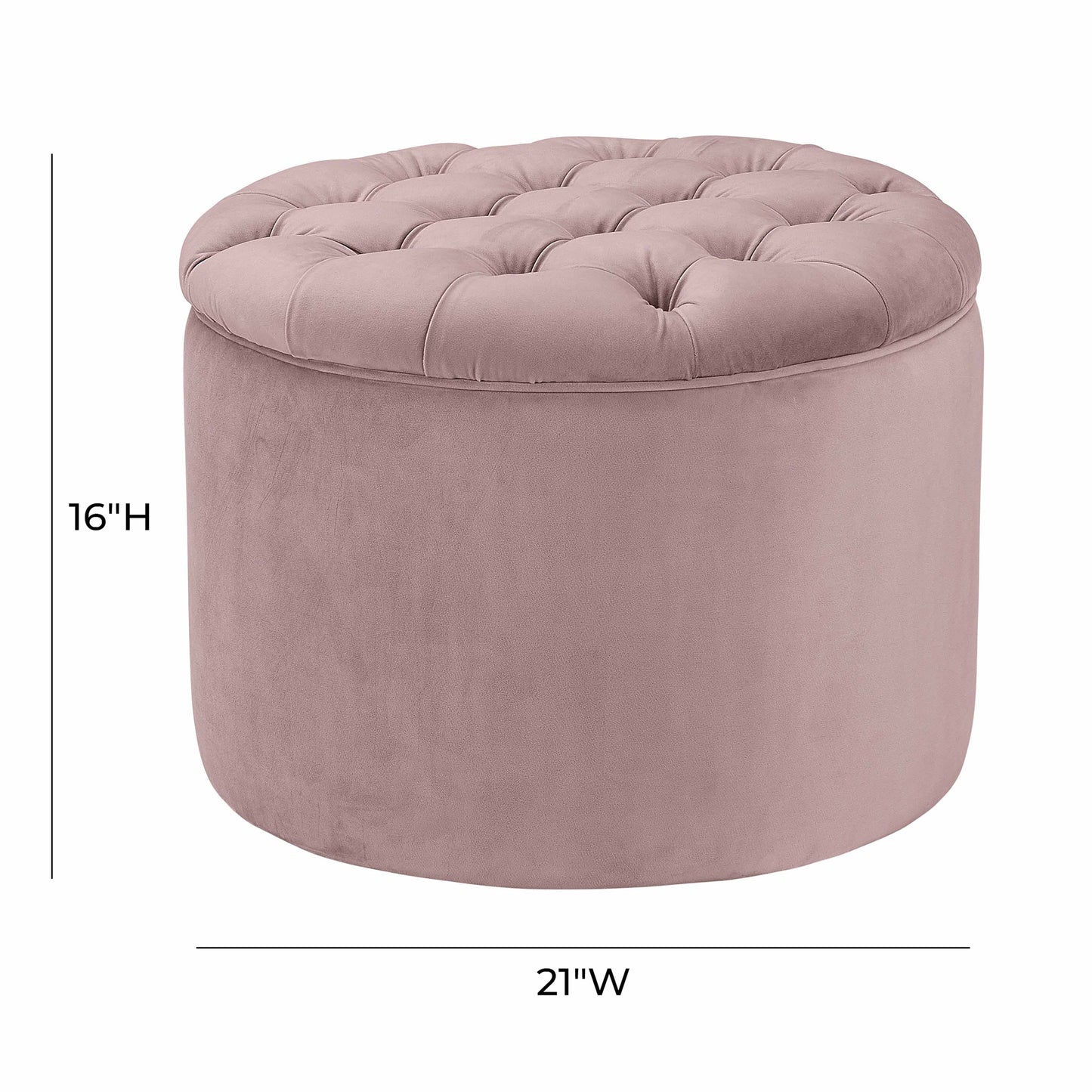 Queen Performance Velvet Round Storage Ottoman - Mauve - Image 5