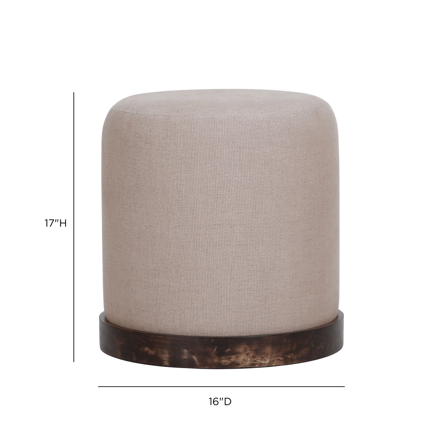 Como Burl and Saddle Brown Cotton Jute Contract-Grade Accent Stool - Image 6