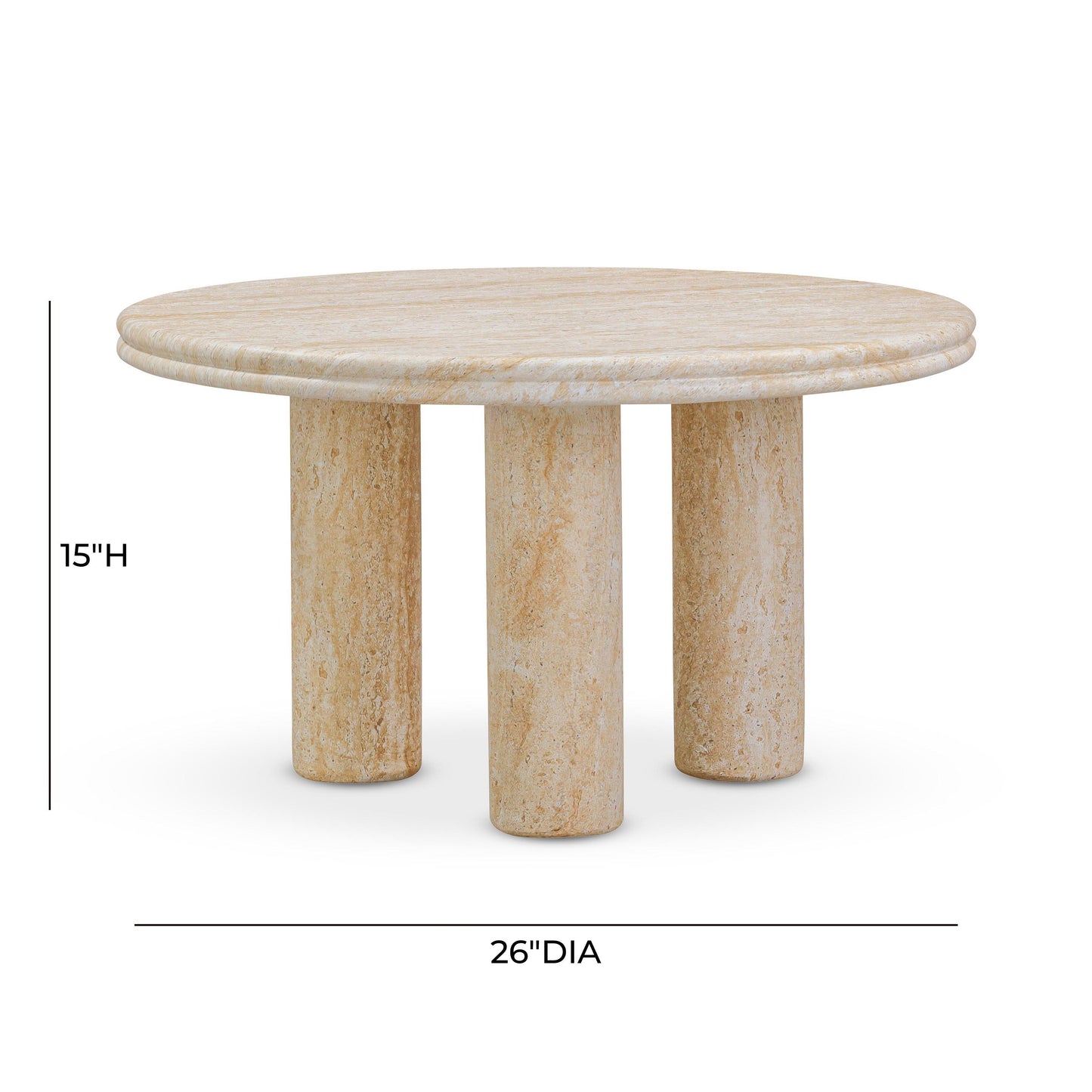 Amora Faux Travertine Indoor/Outdoor Round Accent Table (26