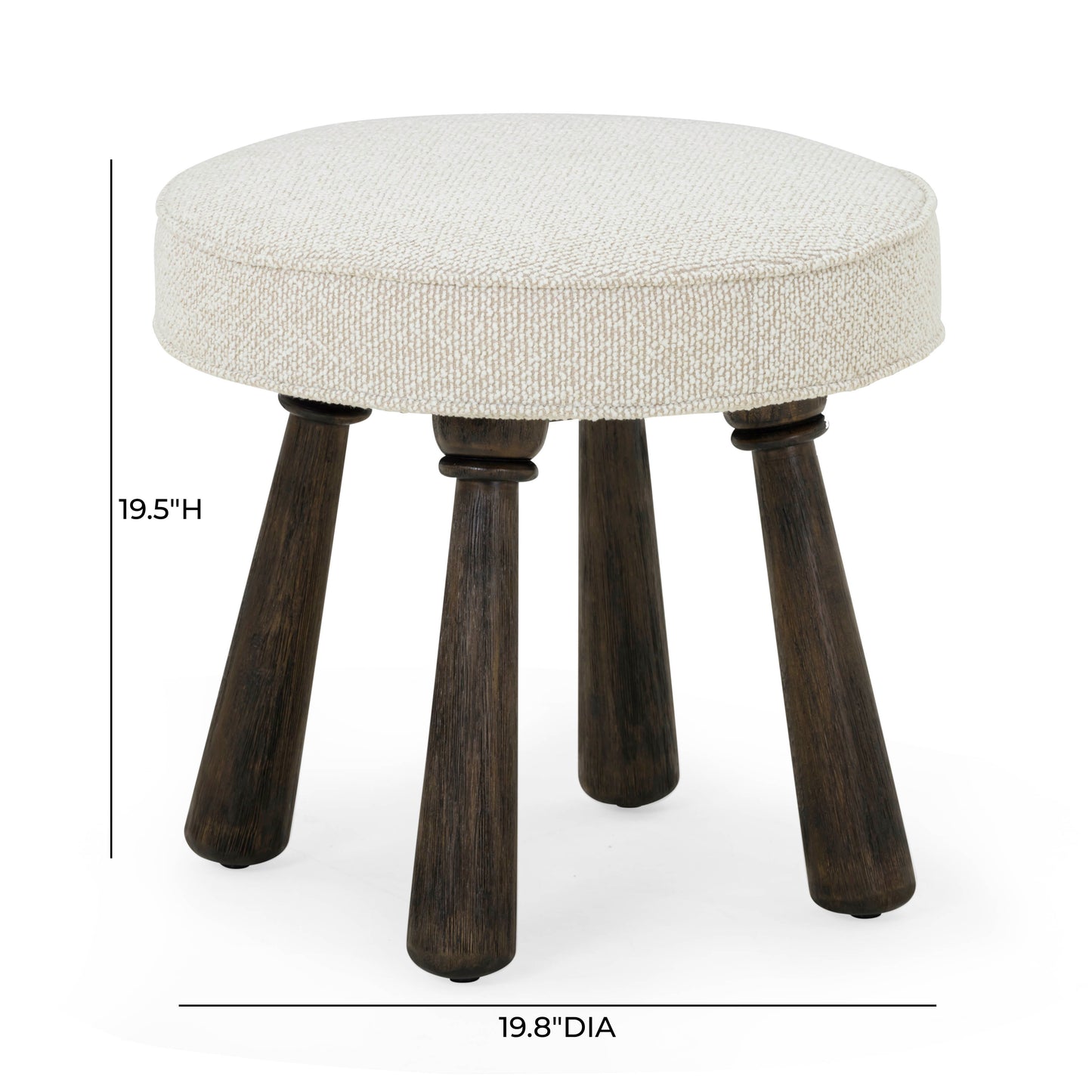 Pookie Performance Boucle Accent Stool - Cream - Image 6