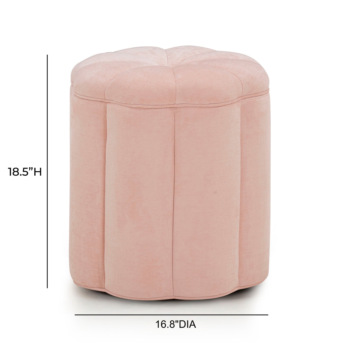 Fleur Textured Performance Velvet Storage Ottoman - Pink - Image 6
