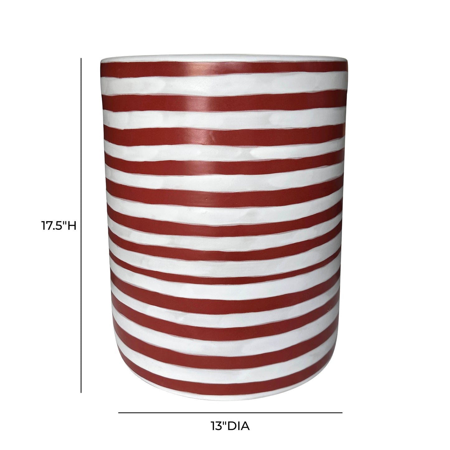 Tempest Indoor/Outdoor Ceramic Table in Stripes - Red Stripes - Image 4