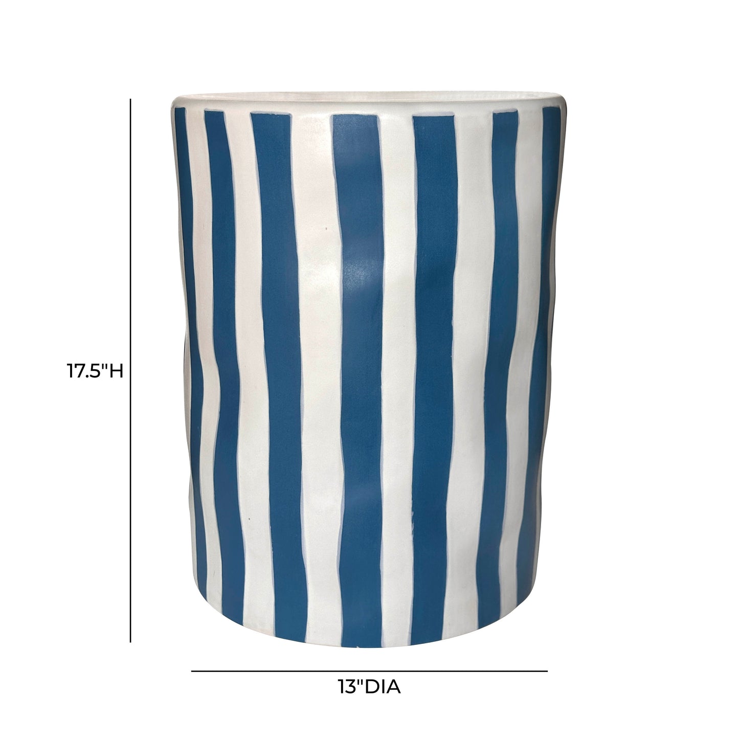 Tempest Indoor/Outdoor Ceramic Table in Stripes - Blue Stripes - Image 4