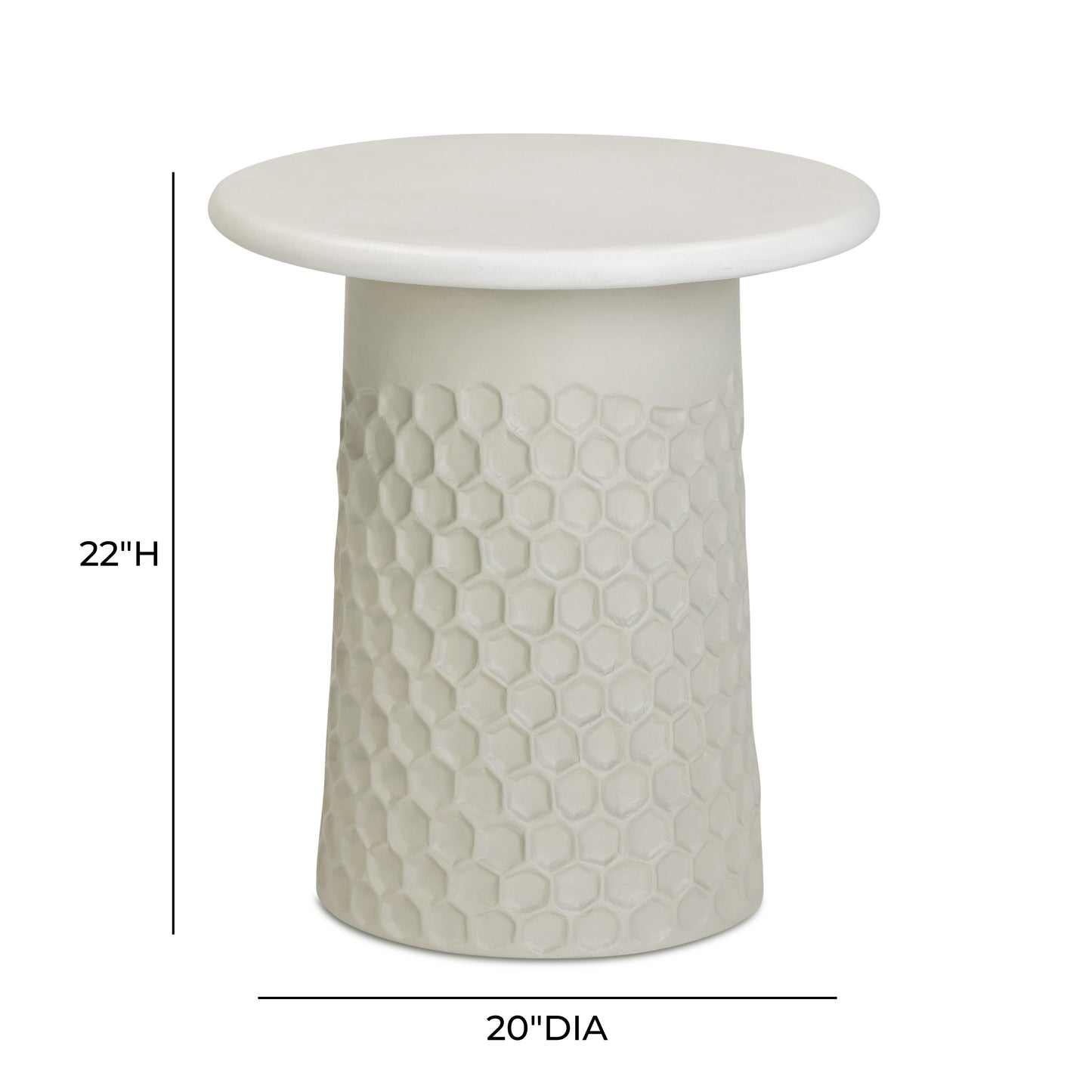 Hessa Indoor/Outdoor Concrete Chiseled Side Table - Antique White - Image 7