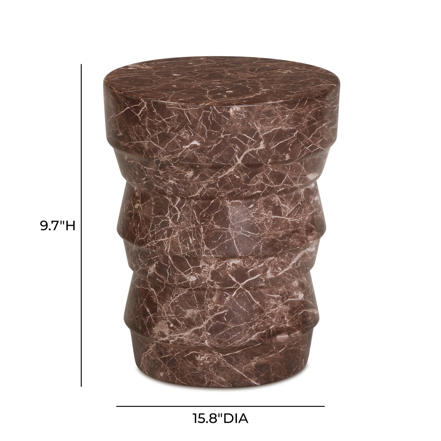 Ayon Faux Red Levanto Marble Indoor/Outdoor Concrete Side Table - Image 8