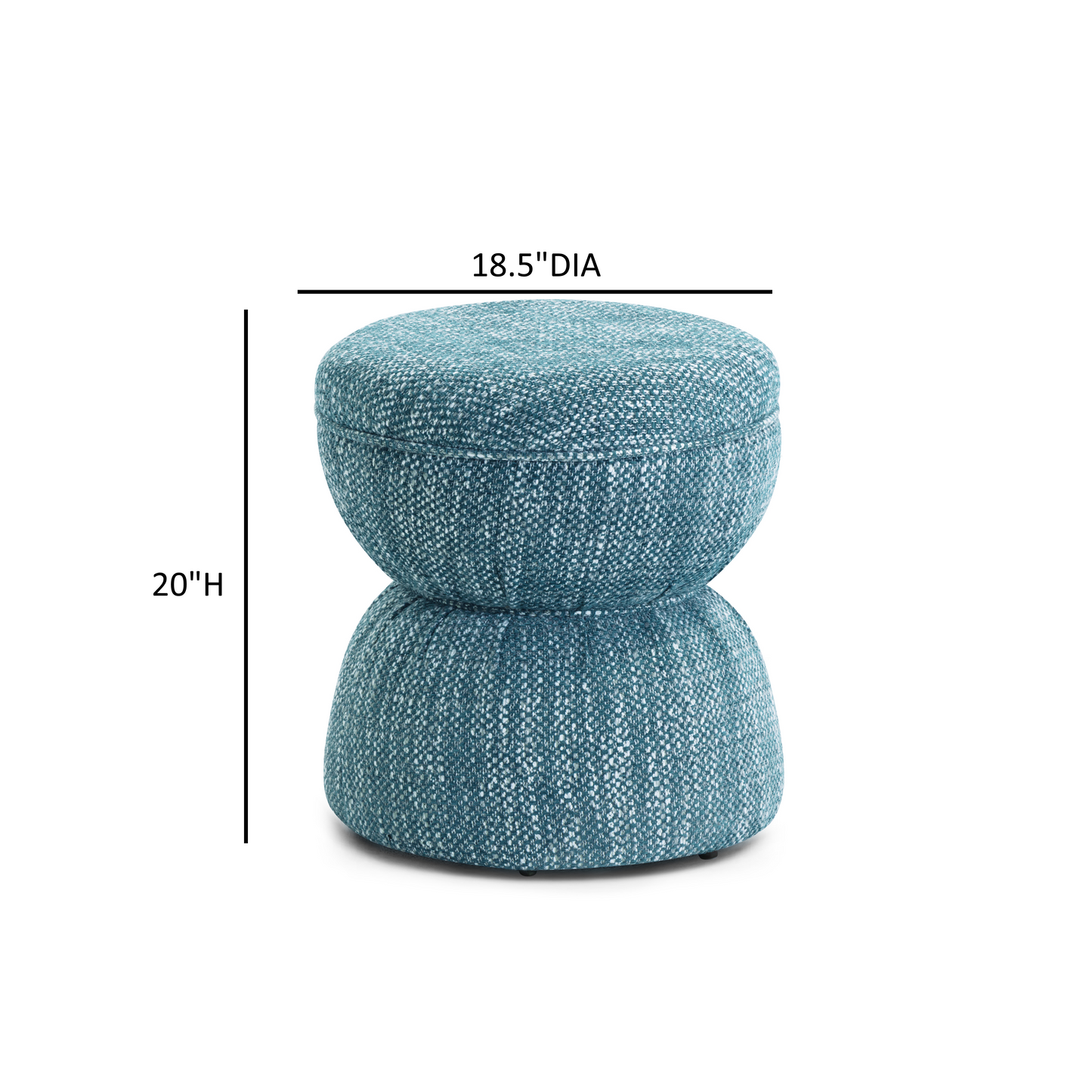 Tomlin Ruched Performance Fabric Game Ottoman - Teal - Image 6