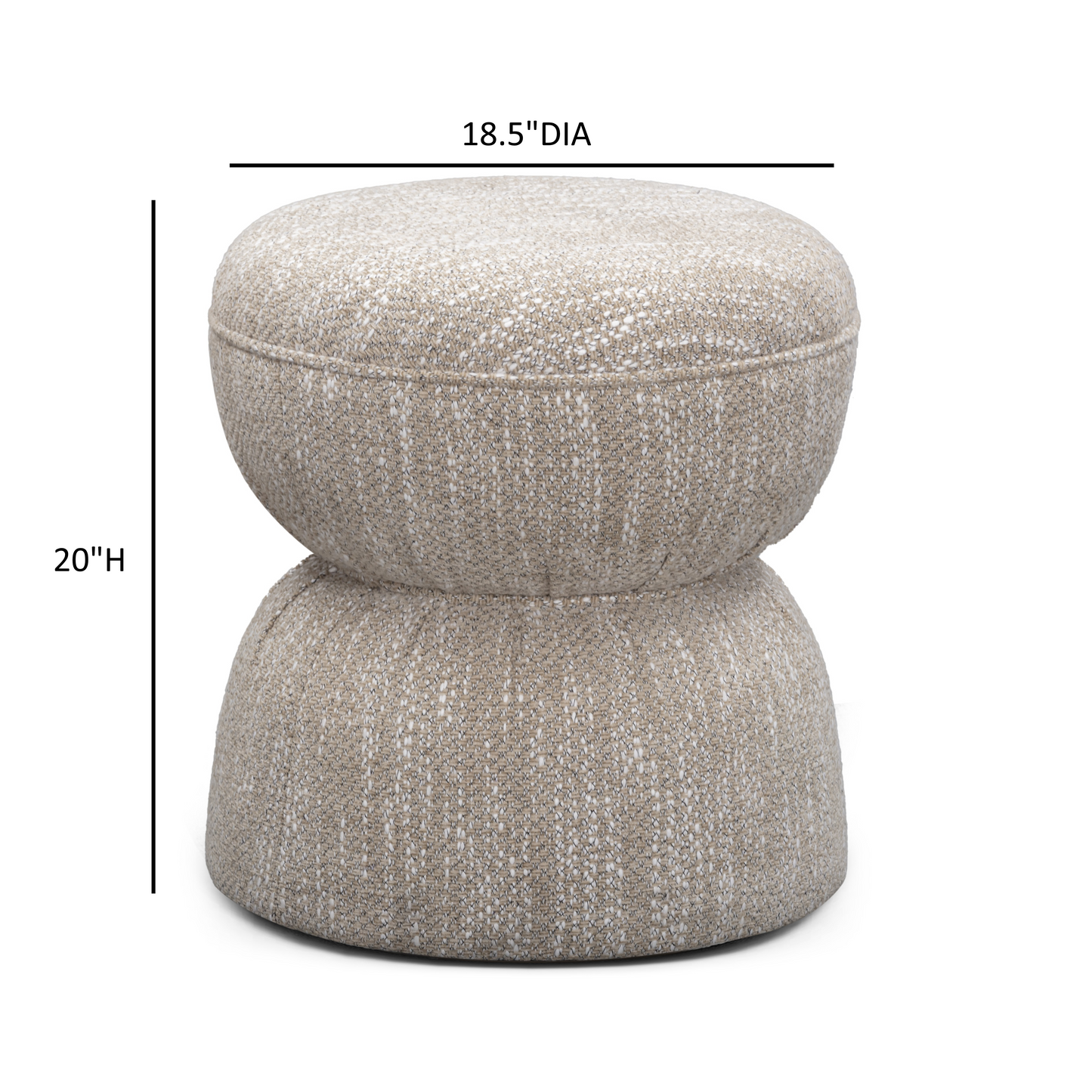 Tomlin Ruched Performance Fabric Game Ottoman - Beige - Image 5