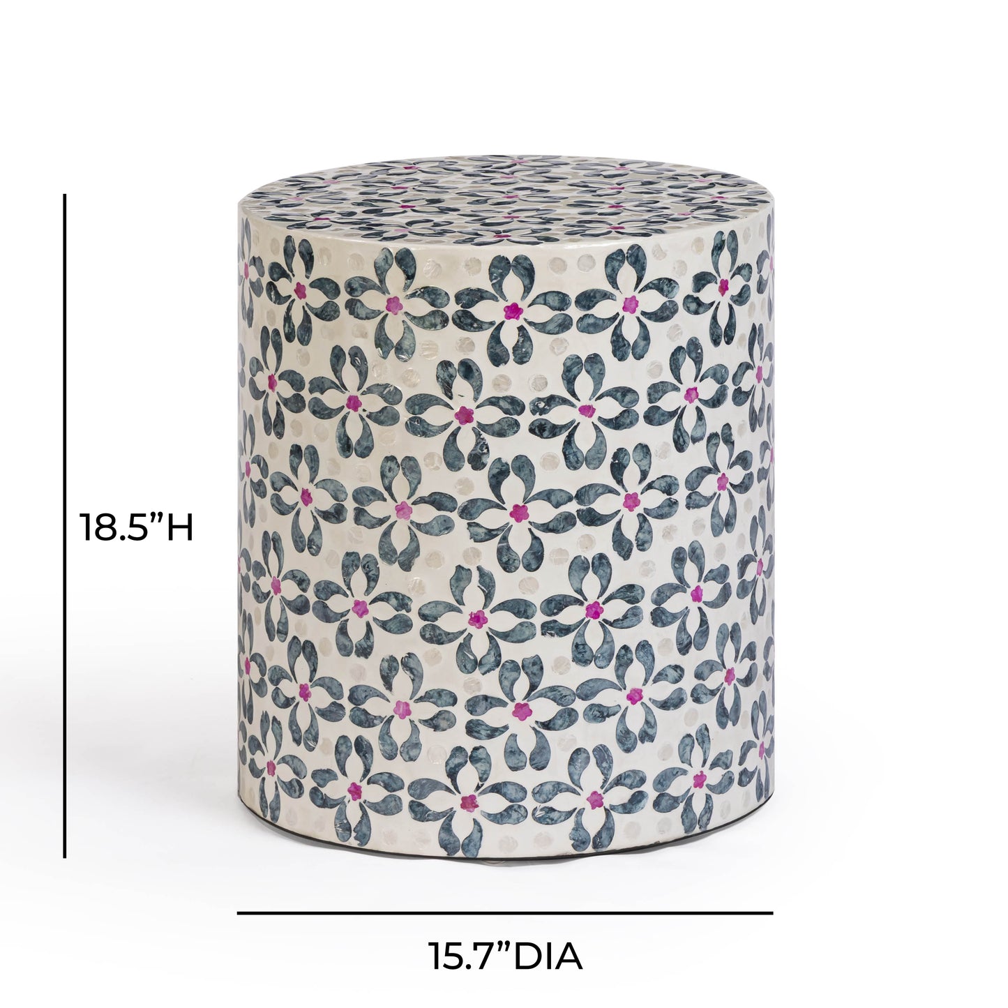 Lorna Capiz Shell Accent Stool - Aqua - Image 6