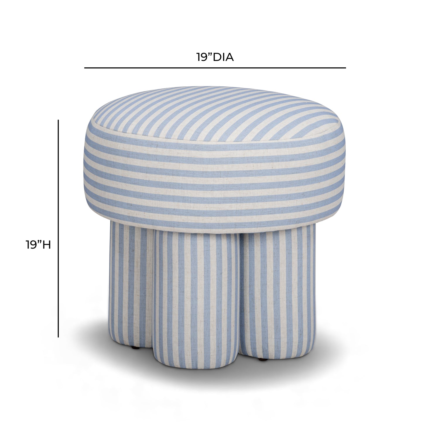 Masha Striped Performance Linen Accent Stool - Blue Stripes - Image 5