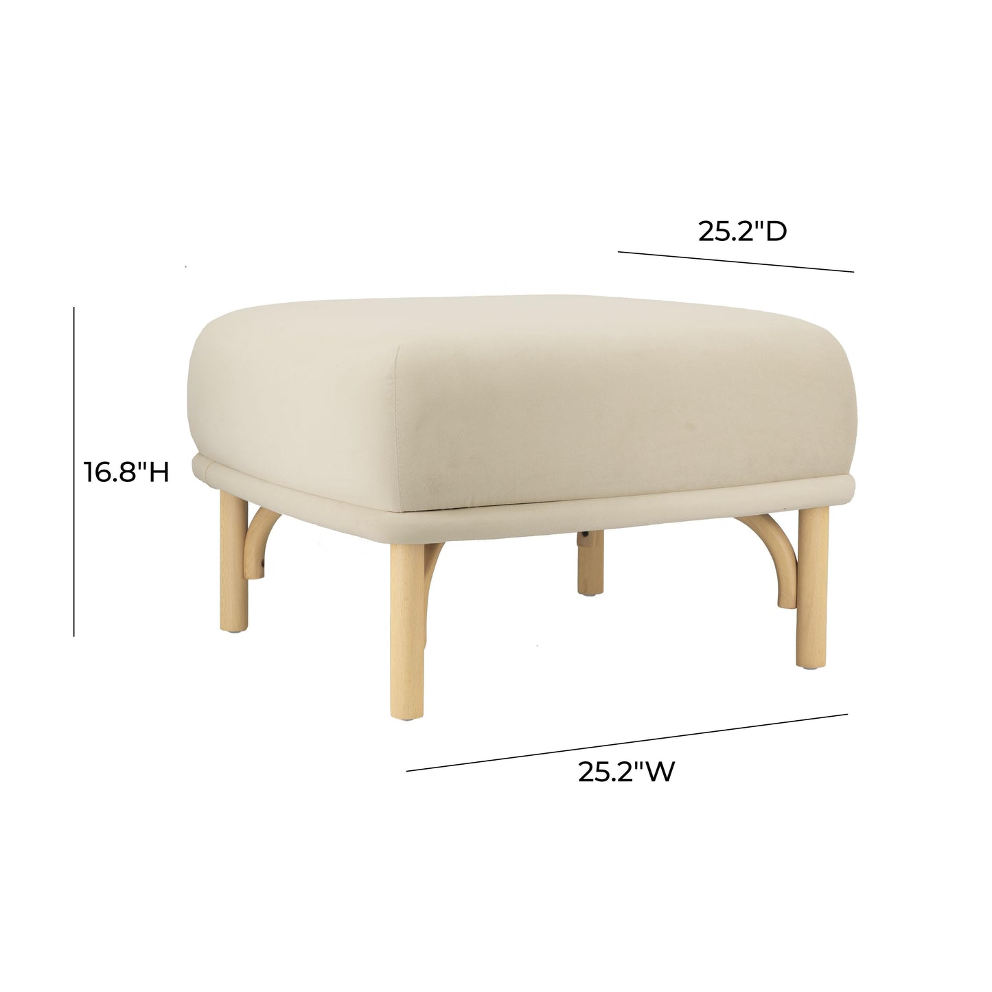 Desiree Performance Velvet Ottoman - Cream - Image 5