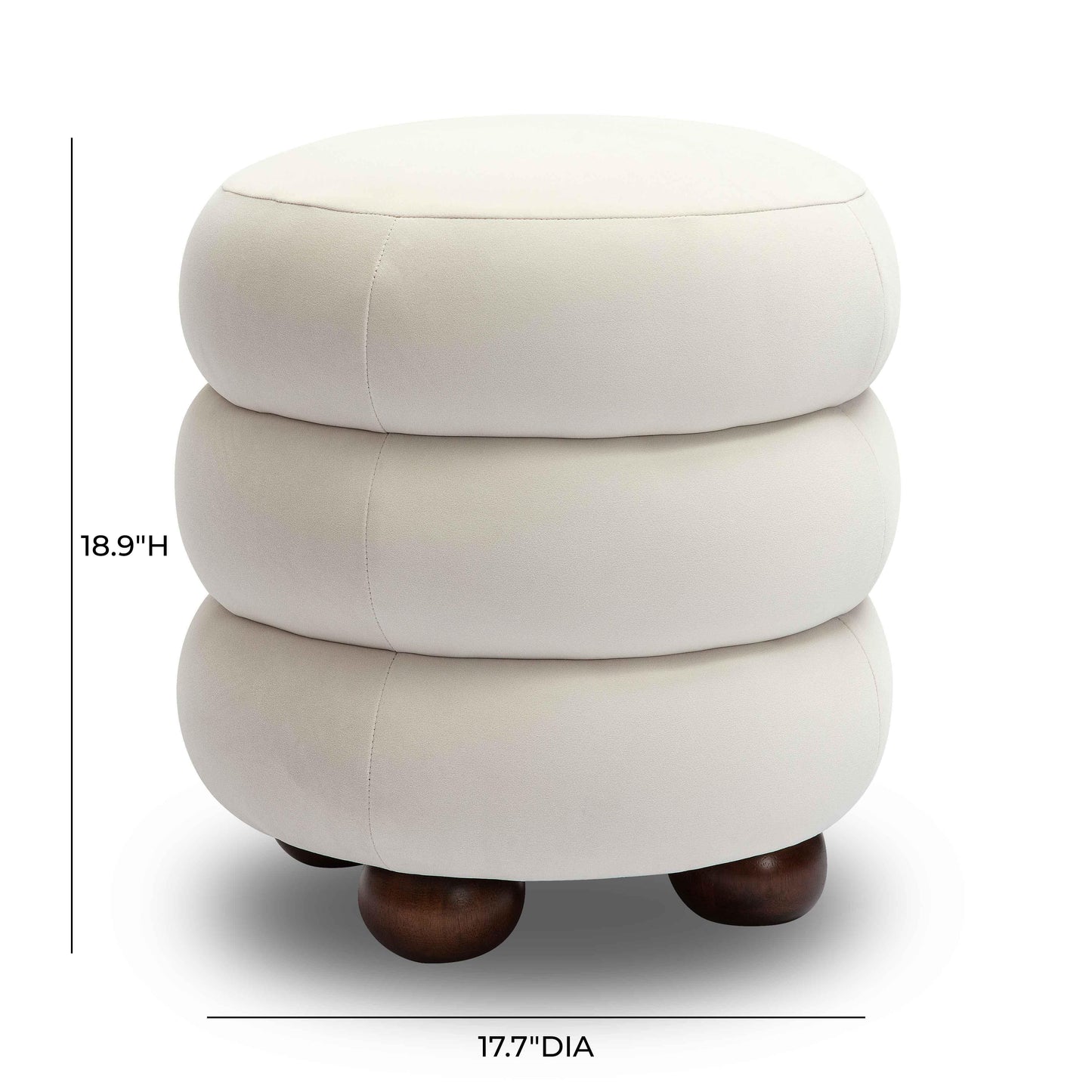 Stefanie Performance Velvet Ottoman - Cream - Image 7
