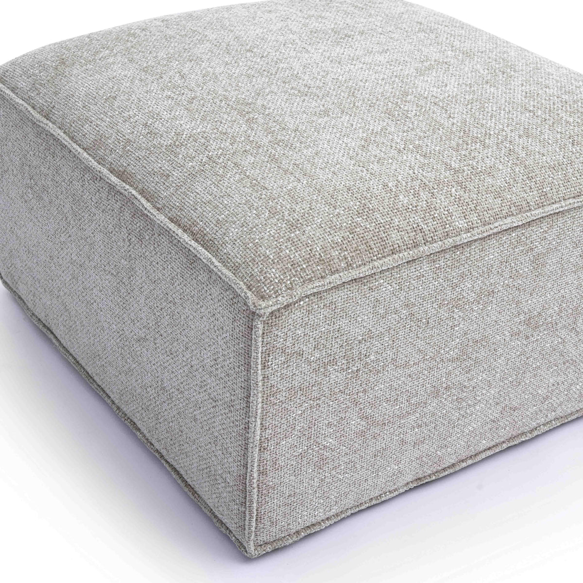 Mindy Performance Chenille Basketweave Ottoman - Taupe - Image 6