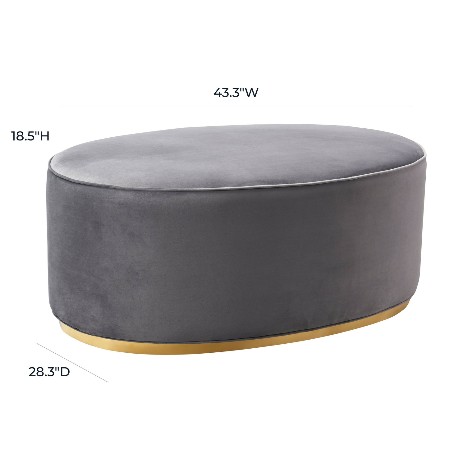 Scarlett Performance Velvet Oval Ottoman - Grey - Image 4