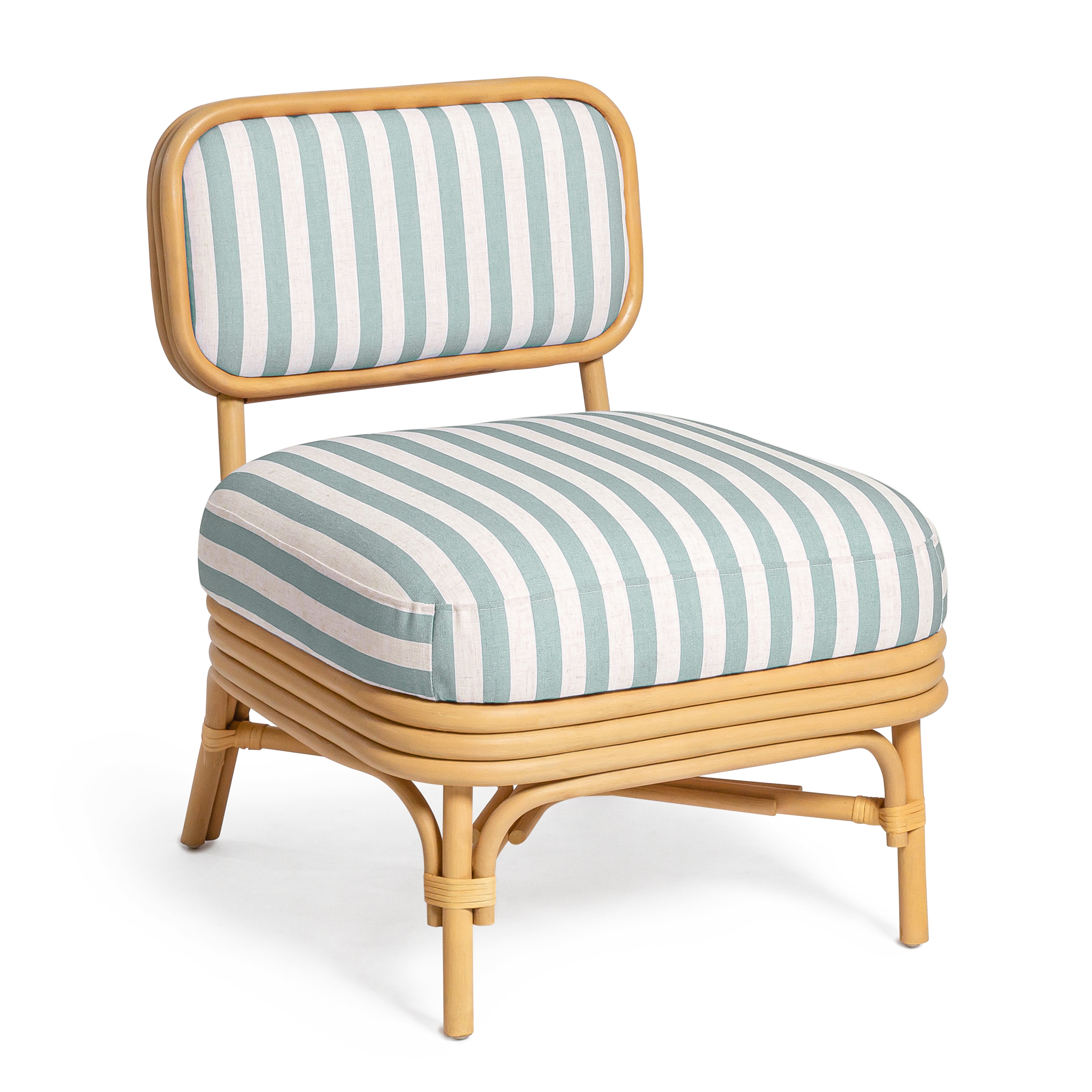 Dorine Striped Performance Linen & Rattan Accent Chair | TOV Furniture